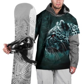 Накидка на куртку 3D с принтом Леопард неоновый в Петрозаводске, 100% полиэстер |  | гепард | леопард | темный | хищник