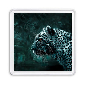 Магнит 55*55 с принтом Леопард неоновый в Петрозаводске, Пластик | Размер: 65*65 мм; Размер печати: 55*55 мм | Тематика изображения на принте: гепард | леопард | темный | хищник