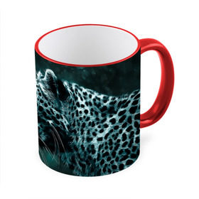Кружка 3D с принтом Леопард неоновый в Петрозаводске, керамика | ёмкость 330 мл | Тематика изображения на принте: гепард | леопард | темный | хищник