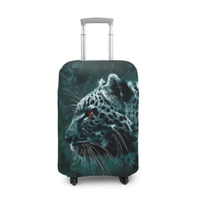 Чехол для чемодана 3D с принтом Леопард неоновый в Петрозаводске, 86% полиэфир, 14% спандекс | двустороннее нанесение принта, прорези для ручек и колес | Тематика изображения на принте: гепард | леопард | темный | хищник