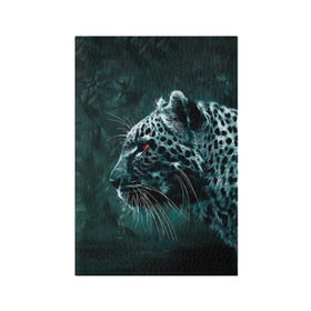Обложка для паспорта матовая кожа с принтом Леопард неоновый в Петрозаводске, натуральная матовая кожа | размер 19,3 х 13,7 см; прозрачные пластиковые крепления | Тематика изображения на принте: гепард | леопард | темный | хищник