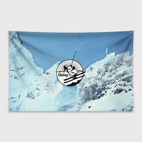 Флаг-баннер с принтом Лыжный спорт в Петрозаводске, 100% полиэстер | размер 67 х 109 см, плотность ткани — 95 г/м2; по краям флага есть четыре люверса для крепления | ski patrol | sport | возвышение | возвышенность | гора | горка | национальный парк | облака | склон | снег | спорт | холм