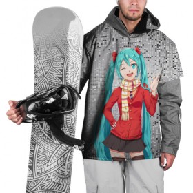 Накидка на куртку 3D с принтом Хацуне Мику в Петрозаводске, 100% полиэстер |  | anime | hatsune miku | vokaloid | абстракция | аниме | арт | вокалоид | девyшка | кубики | пиксели | хацуне мику