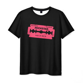 Мужская футболка 3D с принтом Rockstar Razor в Петрозаводске, 100% полиэфир | прямой крой, круглый вырез горловины, длина до линии бедер | Тематика изображения на принте: auto | dead | grand | red | redemption | theft | бритва | гта | лезвие | рокстар