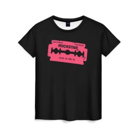 Женская футболка 3D с принтом Rockstar Razor в Петрозаводске, 100% полиэфир ( синтетическое хлопкоподобное полотно) | прямой крой, круглый вырез горловины, длина до линии бедер | auto | dead | grand | red | redemption | theft | бритва | гта | лезвие | рокстар