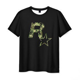 Мужская футболка 3D с принтом Rockstar в Петрозаводске, 100% полиэфир | прямой крой, круглый вырез горловины, длина до линии бедер | auto | dead | grand | gta | red | redemption | theft | гта | рокстар
