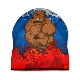 Шапка 3D с принтом Русский медведь в Петрозаводске, 100% полиэстер | универсальный размер, печать по всей поверхности изделия | 