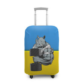Чехол для чемодана 3D с принтом Спортивный носорог в Петрозаводске, 86% полиэфир, 14% спандекс | двустороннее нанесение принта, прорези для ручек и колес | abstraction | grunge | абстракция | два цвета | краска | носорог | украинец | я украинец