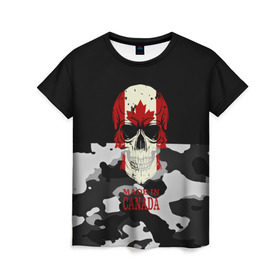 Женская футболка 3D с принтом Made in Canada в Петрозаводске, 100% полиэфир ( синтетическое хлопкоподобное полотно) | прямой крой, круглый вырез горловины, длина до линии бедер | camouflage | made in canada | skull | абстракция | города | камуфляж | канада | нация | страны | текстуры | череп