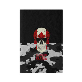 Обложка для паспорта матовая кожа с принтом Made in Canada в Петрозаводске, натуральная матовая кожа | размер 19,3 х 13,7 см; прозрачные пластиковые крепления | Тематика изображения на принте: camouflage | made in canada | skull | абстракция | города | камуфляж | канада | нация | страны | текстуры | череп