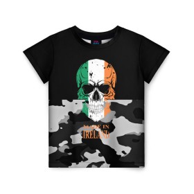 Детская футболка 3D с принтом Made in Ireland в Петрозаводске, 100% гипоаллергенный полиэфир | прямой крой, круглый вырез горловины, длина до линии бедер, чуть спущенное плечо, ткань немного тянется | camouflage | made in ireland | skull | абстракция | города | ирландия | камуфляж | нация | страны | текстуры | череп