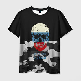 Мужская футболка 3D с принтом Made in Russia в Петрозаводске, 100% полиэфир | прямой крой, круглый вырез горловины, длина до линии бедер | camouflage | made in russia | skull | абстракция | города | камуфляж | нация | россия | страны | текстуры | череп
