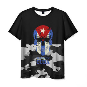 Мужская футболка 3D с принтом Made in Cuba в Петрозаводске, 100% полиэфир | прямой крой, круглый вырез горловины, длина до линии бедер | camouflage | made in cuba | skull | абстракция | города | камуфляж | куба | нация | страны | текстуры | череп