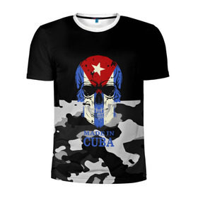 Мужская футболка 3D спортивная с принтом Made in Cuba в Петрозаводске, 100% полиэстер с улучшенными характеристиками | приталенный силуэт, круглая горловина, широкие плечи, сужается к линии бедра | camouflage | made in cuba | skull | абстракция | города | камуфляж | куба | нация | страны | текстуры | череп