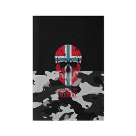 Обложка для паспорта матовая кожа с принтом Made in Norway в Петрозаводске, натуральная матовая кожа | размер 19,3 х 13,7 см; прозрачные пластиковые крепления | Тематика изображения на принте: camouflage | made in norway | skull | абстракция | города | камуфляж | нация | норвегия | страны | текстуры | череп