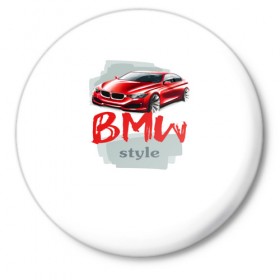 Значок с принтом BMW style в Петрозаводске,  металл | круглая форма, металлическая застежка в виде булавки | 
