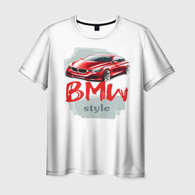 Мужская футболка 3D с принтом BMW style в Петрозаводске, 100% полиэфир | прямой крой, круглый вырез горловины, длина до линии бедер | 