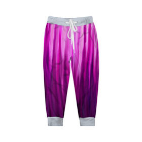 Детские брюки 3D с принтом фиолетово-черные краски в Петрозаводске, 100% полиэстер | манжеты по низу, эластичный пояс регулируется шнурком, по бокам два кармана без застежек, внутренняя часть кармана из мелкой сетки | Тематика изображения на принте: color | violet | акварель | краски | полосы | фиолетовый | цвет | черный | ярко