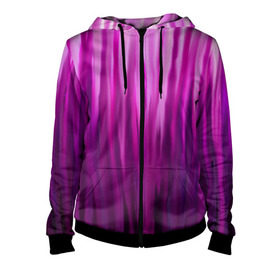 Женская толстовка 3D на молнии с принтом фиолетово-черные краски в Петрозаводске, 100% полиэстер | длина до линии бедра, манжеты и пояс оформлены мягкой тканевой резинкой, двухслойный капюшон со шнурком для регулировки, спереди молния, по бокам два кармана | color | violet | акварель | краски | полосы | фиолетовый | цвет | черный | ярко