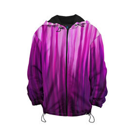 Детская куртка 3D с принтом фиолетово-черные краски в Петрозаводске, 100% полиэстер | застежка — молния, подол и капюшон оформлены резинкой с фиксаторами, по бокам — два кармана без застежек, один потайной карман на груди, плотность верхнего слоя — 90 г/м2; плотность флисового подклада — 260 г/м2 | Тематика изображения на принте: color | violet | акварель | краски | полосы | фиолетовый | цвет | черный | ярко
