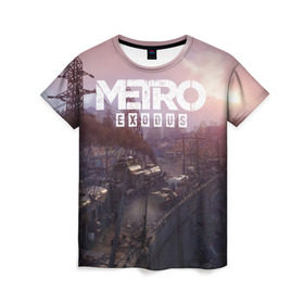 Женская футболка 3D с принтом METRO в Петрозаводске, 100% полиэфир ( синтетическое хлопкоподобное полотно) | прямой крой, круглый вырез горловины, длина до линии бедер | metro | metro exodus | метро