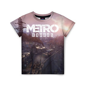 Детская футболка 3D с принтом METRO в Петрозаводске, 100% гипоаллергенный полиэфир | прямой крой, круглый вырез горловины, длина до линии бедер, чуть спущенное плечо, ткань немного тянется | metro | metro exodus | метро
