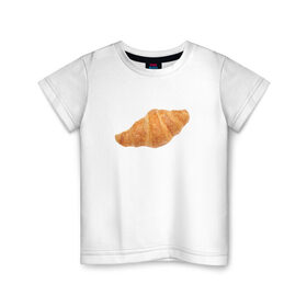 Детская футболка хлопок с принтом Круассан в Петрозаводске, 100% хлопок | круглый вырез горловины, полуприлегающий силуэт, длина до линии бедер | 