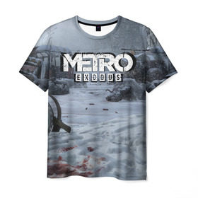 Мужская футболка 3D с принтом METRO EXODUS в Петрозаводске, 100% полиэфир | прямой крой, круглый вырез горловины, длина до линии бедер | Тематика изображения на принте: metro | metro exodus | метро