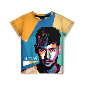 Детская футболка 3D с принтом Neymar в Петрозаводске, 100% гипоаллергенный полиэфир | прямой крой, круглый вырез горловины, длина до линии бедер, чуть спущенное плечо, ткань немного тянется | neymar | неймар | сборная бразилии