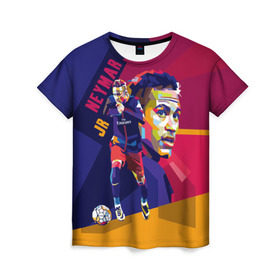 Женская футболка 3D с принтом Neymar в Петрозаводске, 100% полиэфир ( синтетическое хлопкоподобное полотно) | прямой крой, круглый вырез горловины, длина до линии бедер | neymar | неймар | сборная бразилии