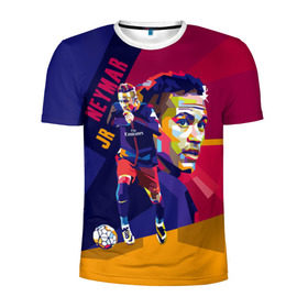 Мужская футболка 3D спортивная с принтом Neymar в Петрозаводске, 100% полиэстер с улучшенными характеристиками | приталенный силуэт, круглая горловина, широкие плечи, сужается к линии бедра | Тематика изображения на принте: neymar | неймар | сборная бразилии