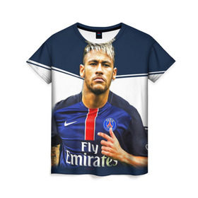 Женская футболка 3D с принтом Neymar в Петрозаводске, 100% полиэфир ( синтетическое хлопкоподобное полотно) | прямой крой, круглый вырез горловины, длина до линии бедер | neymar | psg | неймар | псж | сборная бразилии