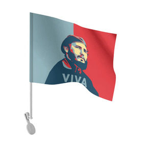Флаг для автомобиля с принтом Фидель Кастро в Петрозаводске, 100% полиэстер | Размер: 30*21 см | cuba | fidel | диктатор | коммунизм | куба | президент | фидель