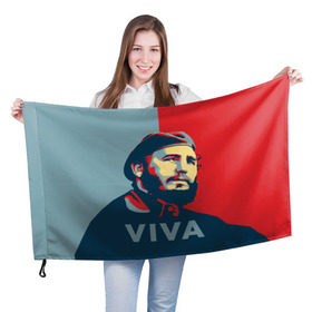 Флаг 3D с принтом Фидель Кастро в Петрозаводске, 100% полиэстер | плотность ткани — 95 г/м2, размер — 67 х 109 см. Принт наносится с одной стороны | cuba | fidel | диктатор | коммунизм | куба | президент | фидель