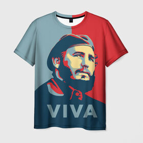 Мужская футболка 3D с принтом Фидель Кастро в Петрозаводске, 100% полиэфир | прямой крой, круглый вырез горловины, длина до линии бедер | Тематика изображения на принте: cuba | fidel | диктатор | коммунизм | куба | президент | фидель