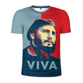 Мужская футболка 3D спортивная с принтом Фидель Кастро в Петрозаводске, 100% полиэстер с улучшенными характеристиками | приталенный силуэт, круглая горловина, широкие плечи, сужается к линии бедра | Тематика изображения на принте: cuba | fidel | диктатор | коммунизм | куба | президент | фидель