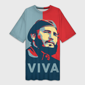 Платье-футболка 3D с принтом Фидель Кастро в Петрозаводске,  |  | Тематика изображения на принте: cuba | fidel | диктатор | коммунизм | куба | президент | фидель