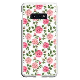 Чехол для Samsung S10E с принтом РОЗЫ ПАТТЕРН ROSES PATTERN в Петрозаводске, Силикон | Область печати: задняя сторона чехла, без боковых панелей | абстракция | коллаж | паттерн | растения | розы | цветы