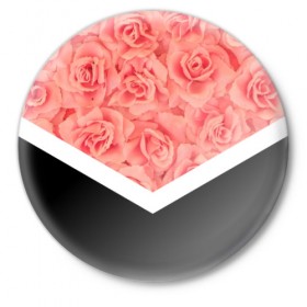 Значок с принтом Розы (в цвете) в Петрозаводске,  металл | круглая форма, металлическая застежка в виде булавки | Тематика изображения на принте: flowers | абстракция | растения | розовы | розы | треугольник | цветы | черно белый