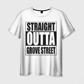 Мужская футболка 3D с принтом Straight Outta Grove Street в Петрозаводске, 100% полиэфир | прямой крой, круглый вырез горловины, длина до линии бедер | grand the auto | grove street | gta | san andreas | straight outta grove street