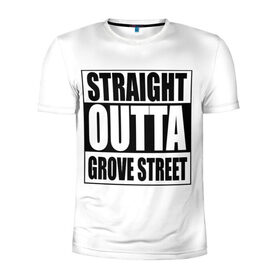 Мужская футболка 3D спортивная с принтом Straight Outta Grove Street в Петрозаводске, 100% полиэстер с улучшенными характеристиками | приталенный силуэт, круглая горловина, широкие плечи, сужается к линии бедра | grand the auto | grove street | gta | san andreas | straight outta grove street