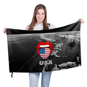 Флаг 3D с принтом USA в Петрозаводске, 100% полиэстер | плотность ткани — 95 г/м2, размер — 67 х 109 см. Принт наносится с одной стороны | united states | united states of america | yankeeland | америка | планета | сша | язык