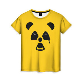 Женская футболка 3D с принтом Радиоактивная природа в Петрозаводске, 100% полиэфир ( синтетическое хлопкоподобное полотно) | прямой крой, круглый вырез горловины, длина до линии бедер | panda | wwf | глаза | панда | радиация | экология