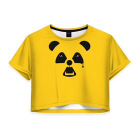 Женская футболка 3D укороченная с принтом Радиоактивная природа в Петрозаводске, 100% полиэстер | круглая горловина, длина футболки до линии талии, рукава с отворотами | panda | wwf | глаза | панда | радиация | экология