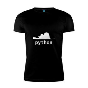 Мужская футболка премиум с принтом Питон - язык программирования в Петрозаводске, 92% хлопок, 8% лайкра | приталенный силуэт, круглый вырез ворота, длина до линии бедра, короткий рукав | php | python | питон | программирование | слон
