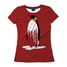 Женская футболка 3D с принтом Глобальное Потепление 2 в Петрозаводске, 100% полиэфир ( синтетическое хлопкоподобное полотно) | прямой крой, круглый вырез горловины, длина до линии бедер | животные | климат | пингвины | экология