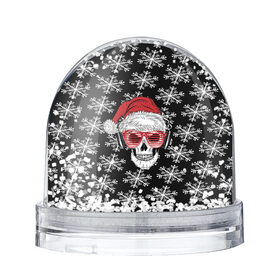 Снежный шар с принтом Santa Skull хипстер в Петрозаводске, Пластик | Изображение внутри шара печатается на глянцевой фотобумаге с двух сторон | дед мороз | новогодний | паттерн | санта | снег | снежинки