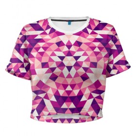 Женская футболка 3D укороченная с принтом Geometric pattern в Петрозаводске, 100% полиэстер | круглая горловина, длина футболки до линии талии, рукава с отворотами | абстракция | паттерн | узор