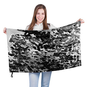 Флаг 3D с принтом Чёрно-серые пятна в Петрозаводске, 100% полиэстер | плотность ткани — 95 г/м2, размер — 67 х 109 см. Принт наносится с одной стороны | watercolor | абстракция красок | акварель | брызги красок | живопись | краска | потертость красок | текстуры | черно белый