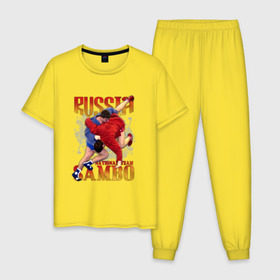 Мужская пижама хлопок с принтом Самбо в Петрозаводске, 100% хлопок | брюки и футболка прямого кроя, без карманов, на брюках мягкая резинка на поясе и по низу штанин
 | sambo